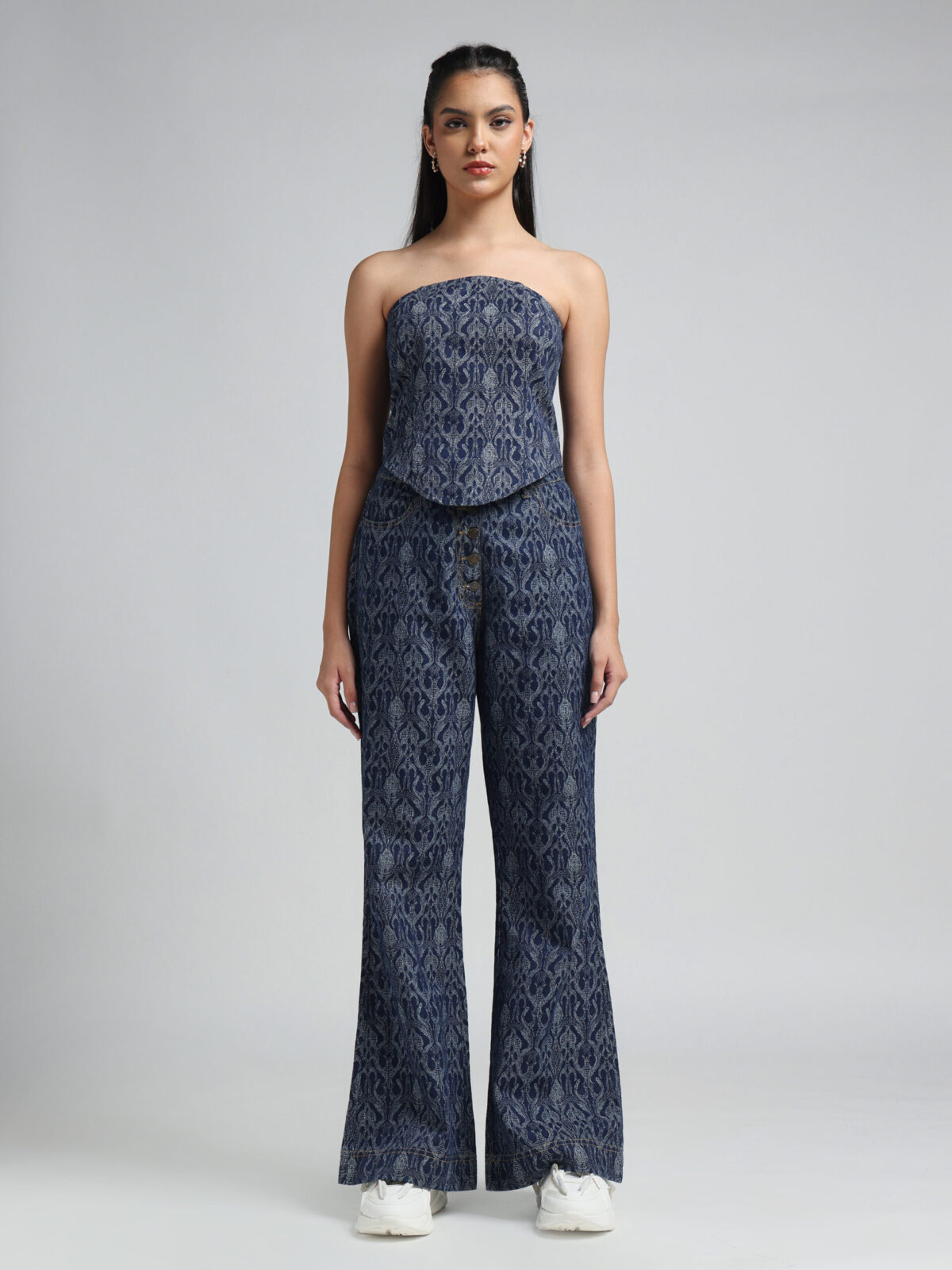 Button Down High Waist Bell Bottom Jeans