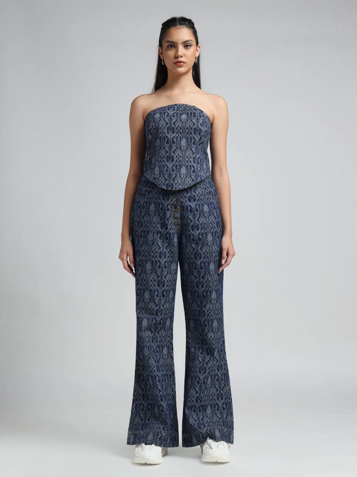 Button Down High Waist Bell Bottom Jeans