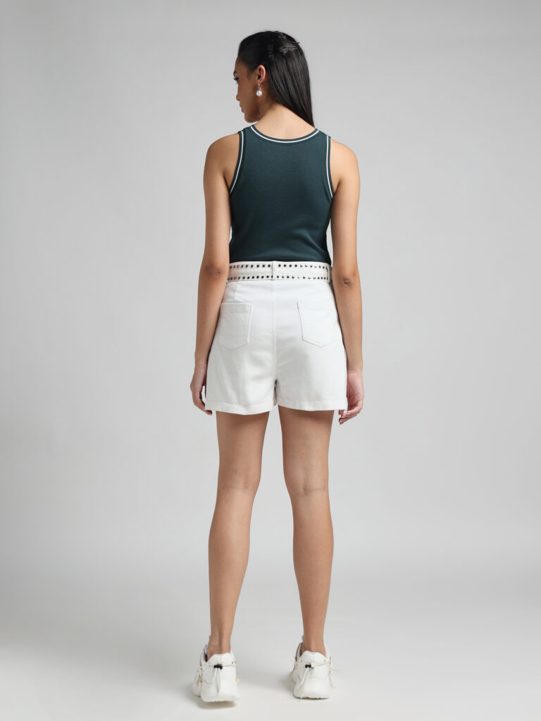 White Belted Shorts