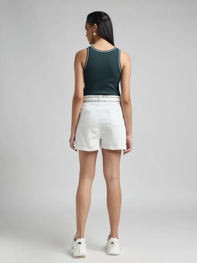 White Belted Shorts