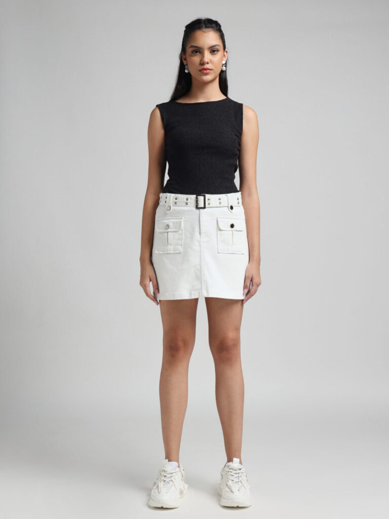 White Belted Skort