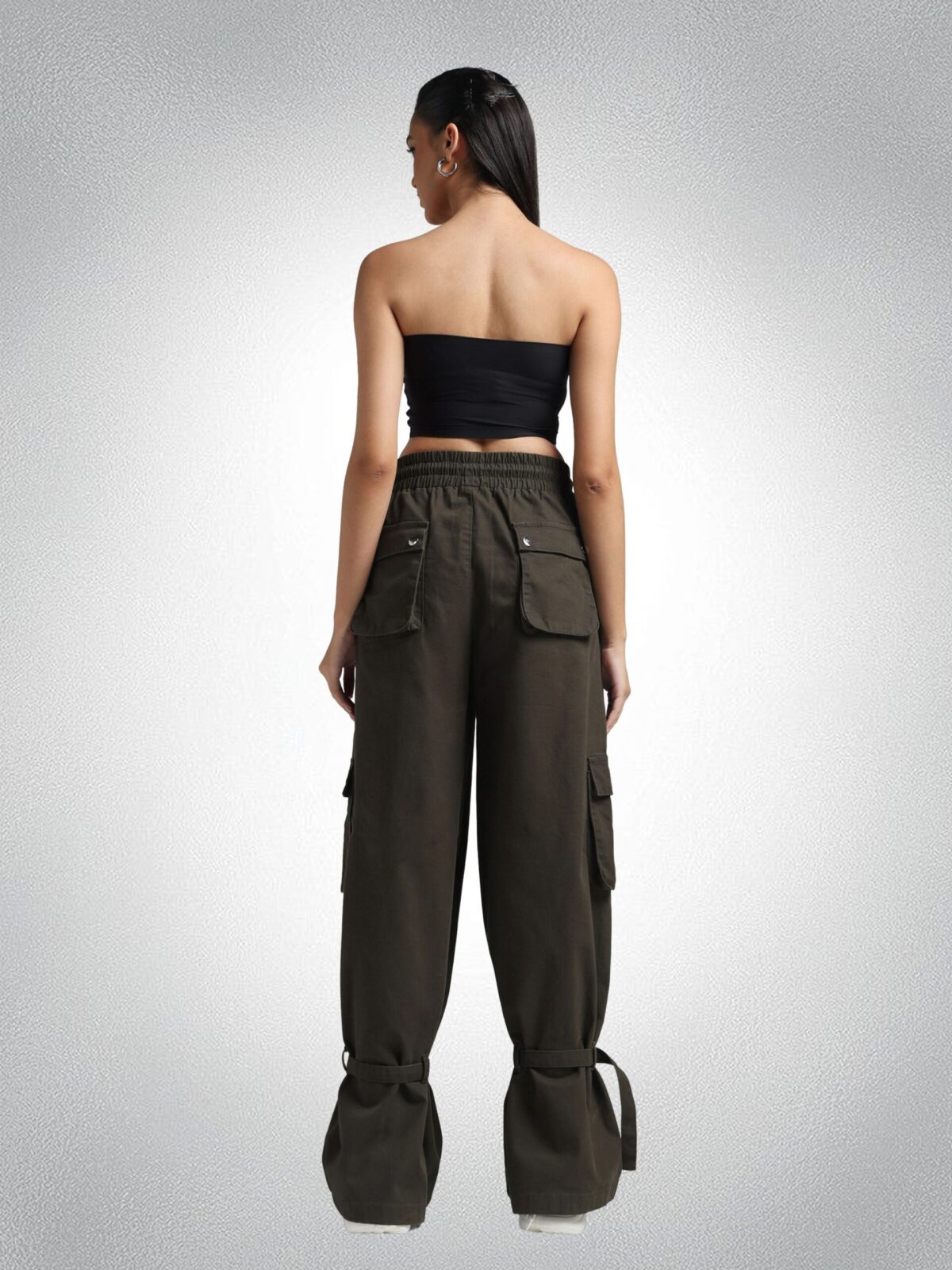 Olive High Waist Belted Cargo Pants